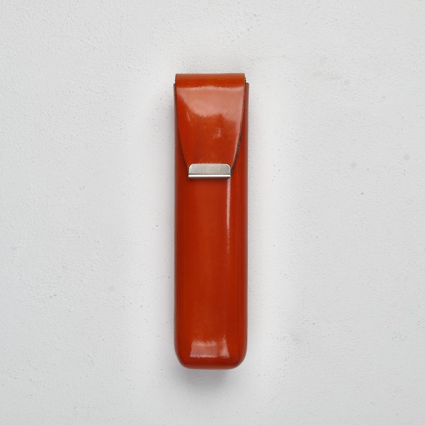 Stifteetui aus Leder mit Druckknopf orange